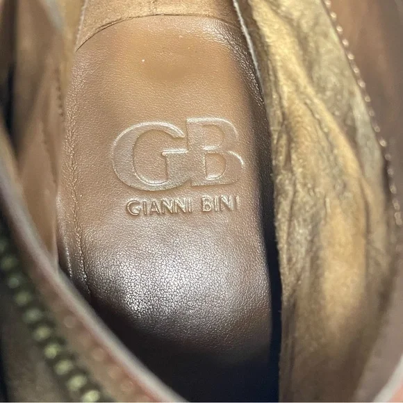 Gianni Bini Brown Ankle Boots Women Sz 9.5M 2 Sided Zip Buckle Belt Ankle Shoes - Picture 8 of 13